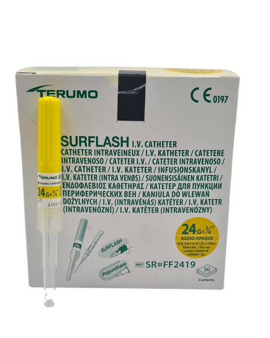 Catéter I.V. Surflash 24G x 3/4" (19mm) amarillo TERUMO