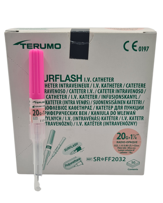 Catéter I.V. Surflash 20G x 1 1/4" (32mm) rosa TERUMO
