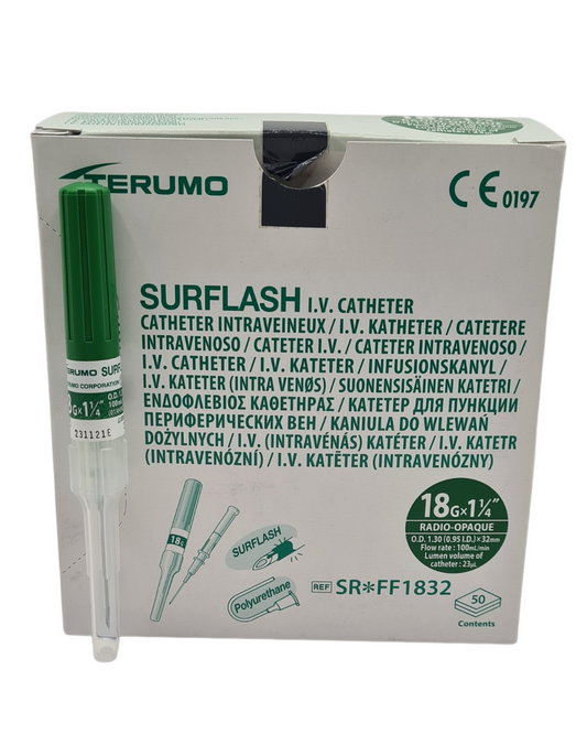 Catéter I.V. Surflash 18G x 1 1/4" (32mm) verde TERUMO