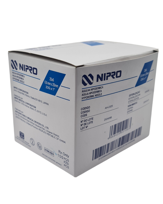 Aguja hipodérmica desechable NIPRO 23GX25mm azul