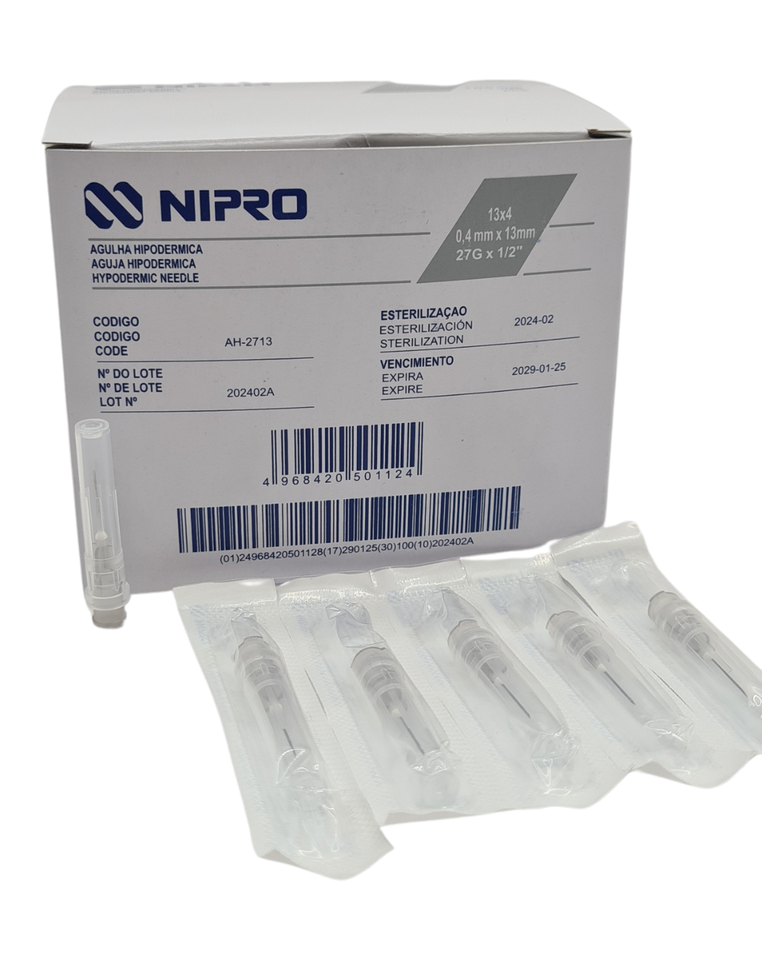 Aguja hipodérmica desechable NIPRO 27Gx13mm gris