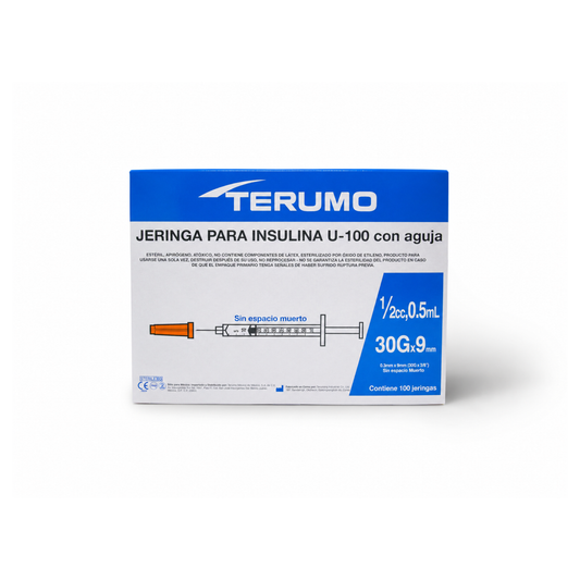 Jeringa para Insulina TERUMO | Aguja Ultra-fina Integrada | U-100 | 0.5 mL / 1 mL