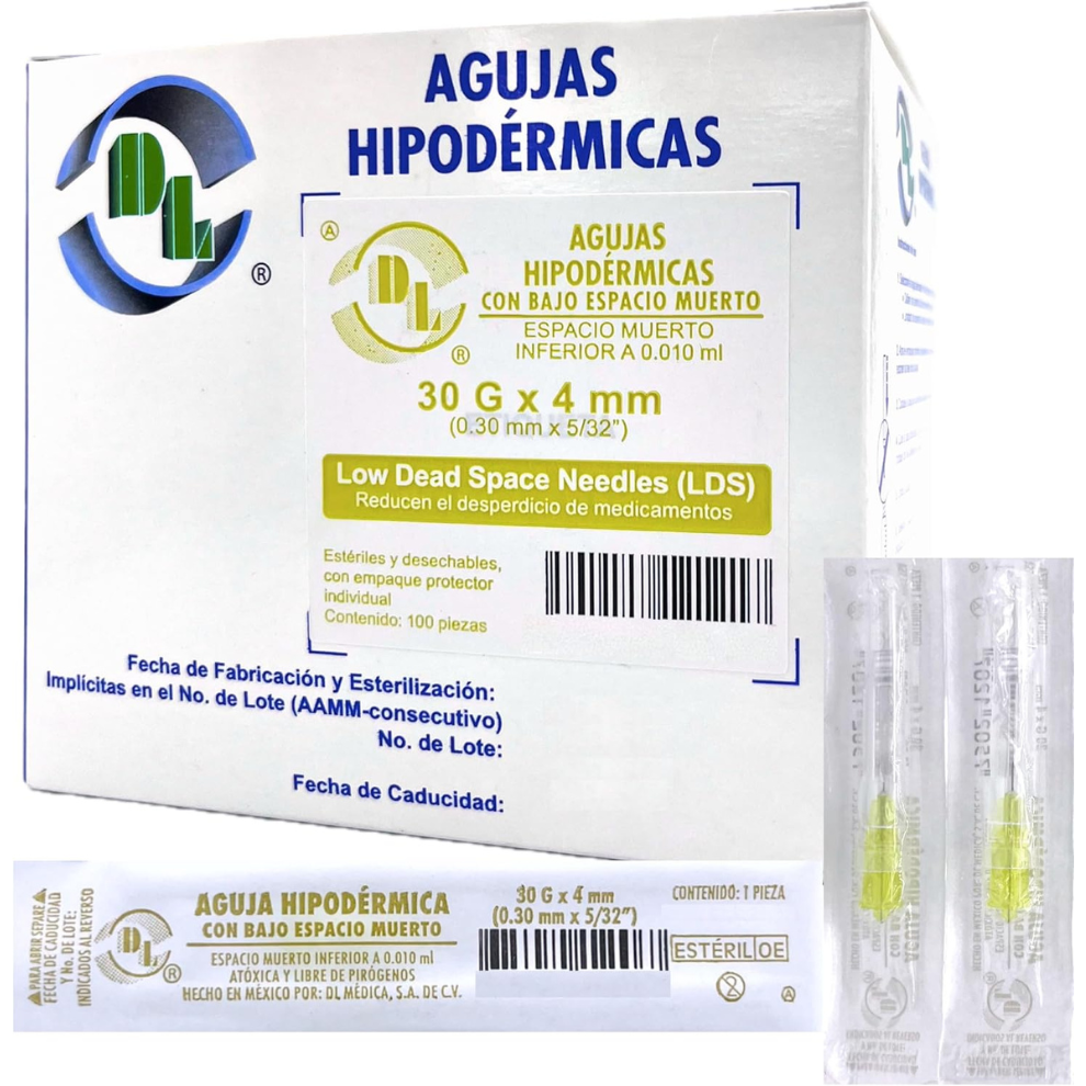 Aguja Hipodérmica DL Desechable 30GX4mm (Bótox Y Mesoterapia)