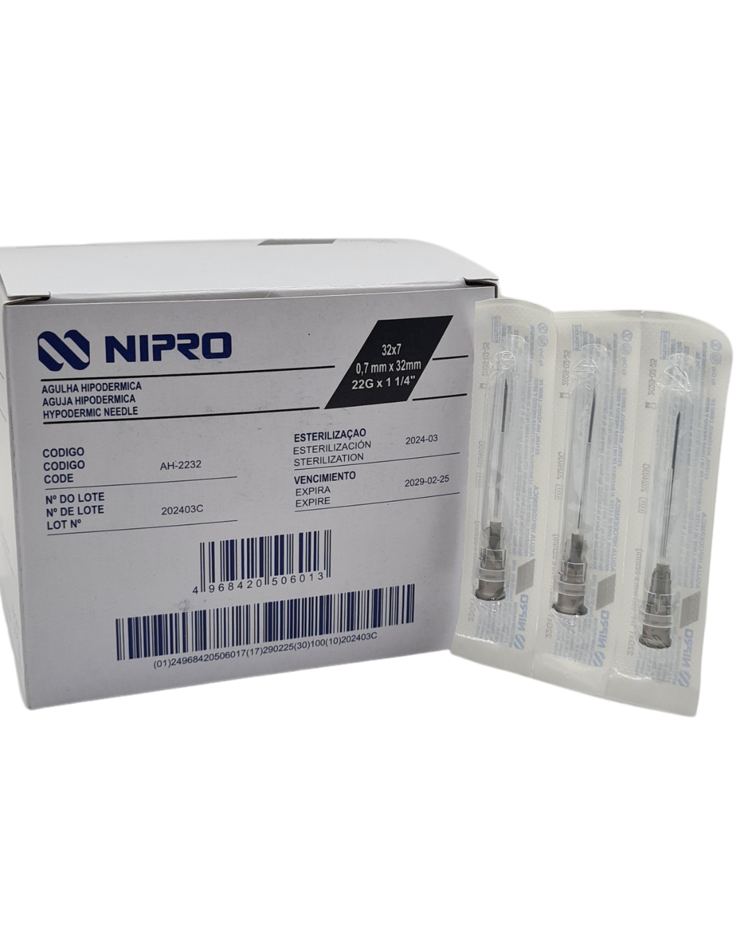 Aguja hipodérmica desechable NIPRO 22Gx32mm negro