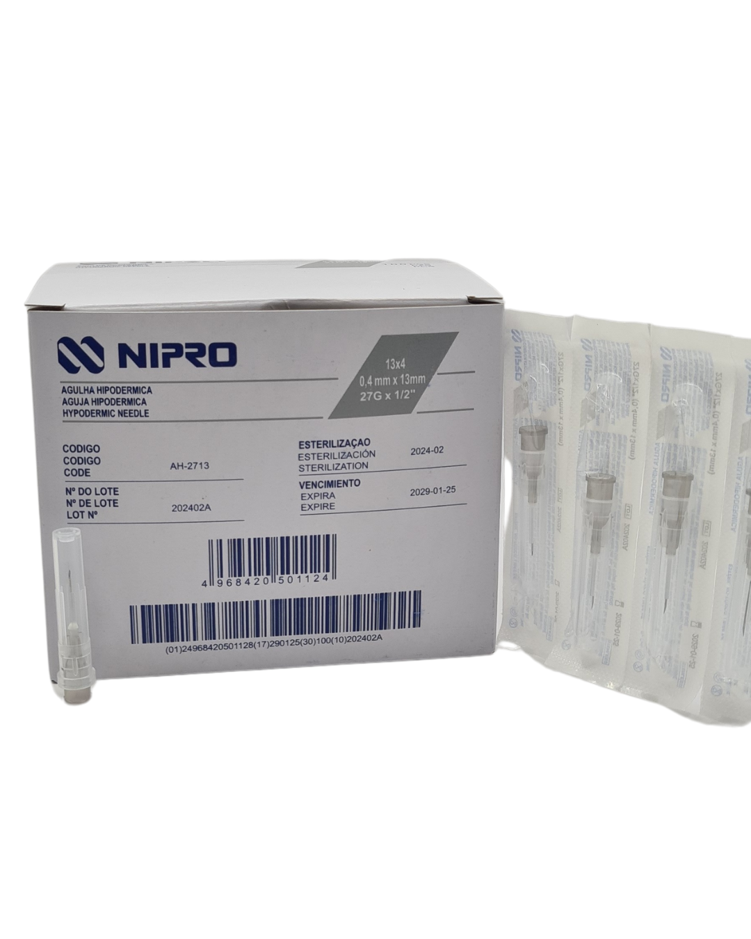Aguja hipodérmica desechable NIPRO 27Gx13mm gris