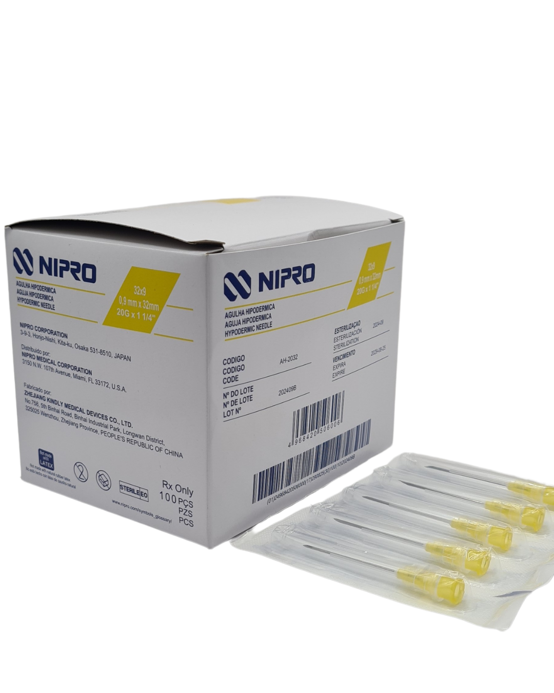 Aguja hipodérmica desechable NIPRO 20Gx32mm amarillo