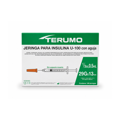 Jeringa para Insulina TERUMO | Aguja Ultra-fina Integrada | U-100 | 0.5 mL / 1 mL