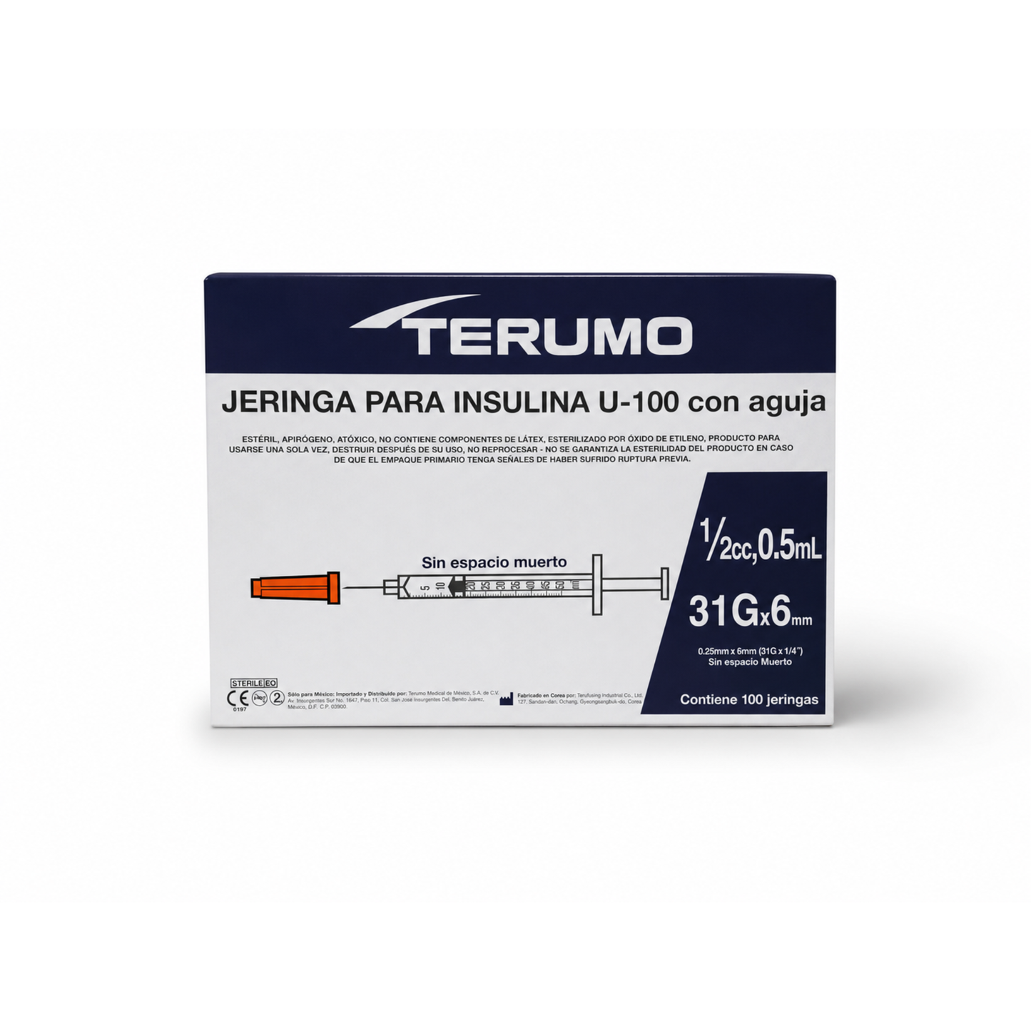 Jeringa para Insulina TERUMO | Aguja Ultra-fina Integrada | U-100 | 0.5 mL / 1 mL