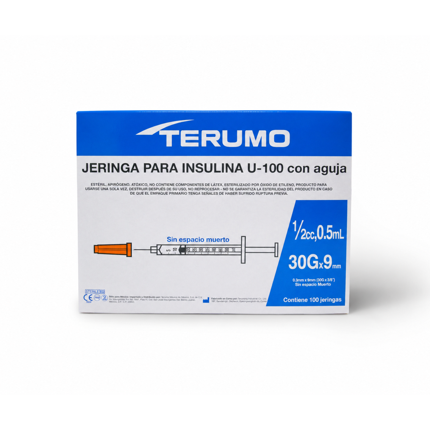 Jeringa para Insulina TERUMO | Aguja Ultra-fina Integrada | U-100 | 0.5 mL / 1 mL