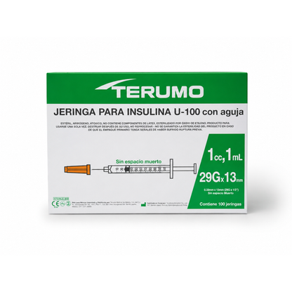Jeringa para Insulina TERUMO | Aguja Ultra-fina Integrada | U-100 | 0.5 mL / 1 mL