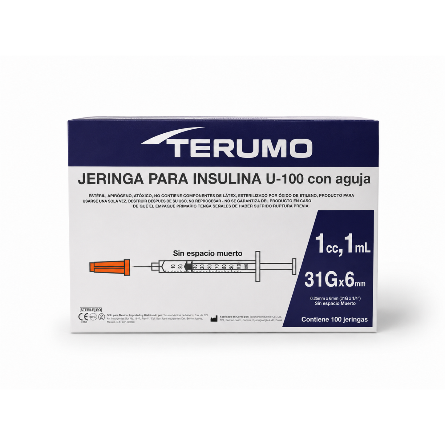 Jeringa para Insulina TERUMO | Aguja Ultra-fina Integrada | U-100 | 0.5 mL / 1 mL