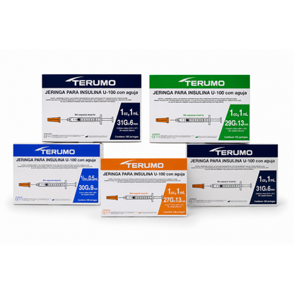 Jeringa para Insulina TERUMO | Aguja Ultra-fina Integrada | U-100 | 0.5 mL / 1 mL