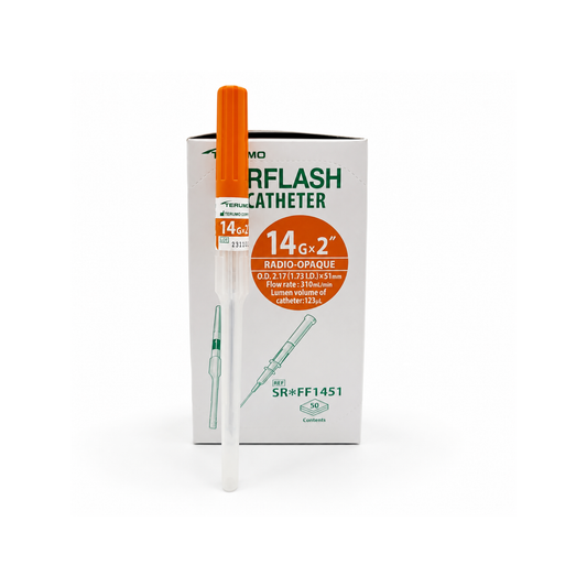 Catéter I.V. Surflash 14G x 2" (51mm) naranja TERUMO